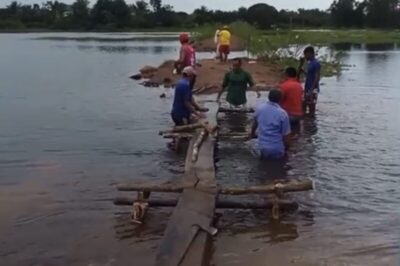 Descaso da gestão Edilson da Alvorada: moradores improvisam pontes em Palmeirândia