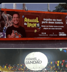 Quando o balão é de Orleans, é escândalo. Quando é o outdoor de Camarão, é “cultura popular”!…