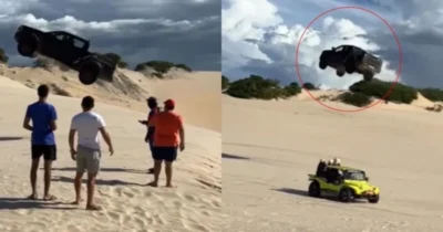 Motorista ‘voa’ por cima de duna e vídeo viraliza nas redes sociais