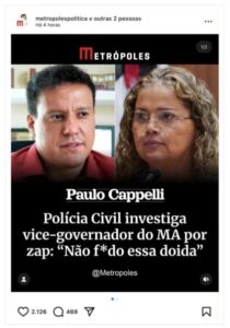 DEU NO METRÓPOLES: Agressão de Felipe Camarão contra Mical repercute a nível nacional