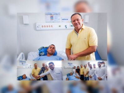 Brandão visita policial Jefferson Castelo Branco, que recebeu alta hospitalar após ser baleado