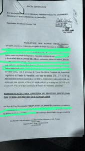 Protocolado pedido de impeachment de Felipe Camarão