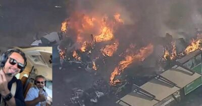 Avião cai em avenida movimentada, bate em ônibus e deixa dois mortos; vídeo