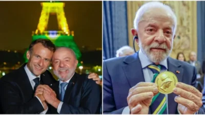 Torre Eiffel é iluminada com as cores do Brasil após homenagem histórica a Lula na Academia Francesa