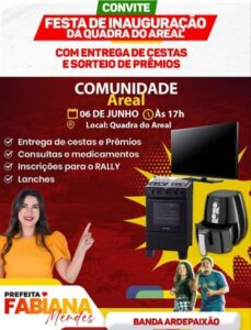 Prefeita Fabiana Mendes convida população para inauguração da quadra poliesportiva na Comunidade Areal