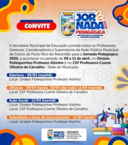 Prefeitura de Porto Rico convida para Jornada pedagógica 2025