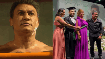 Popó se emociona e vai às lágrimas em formatura do filho médico